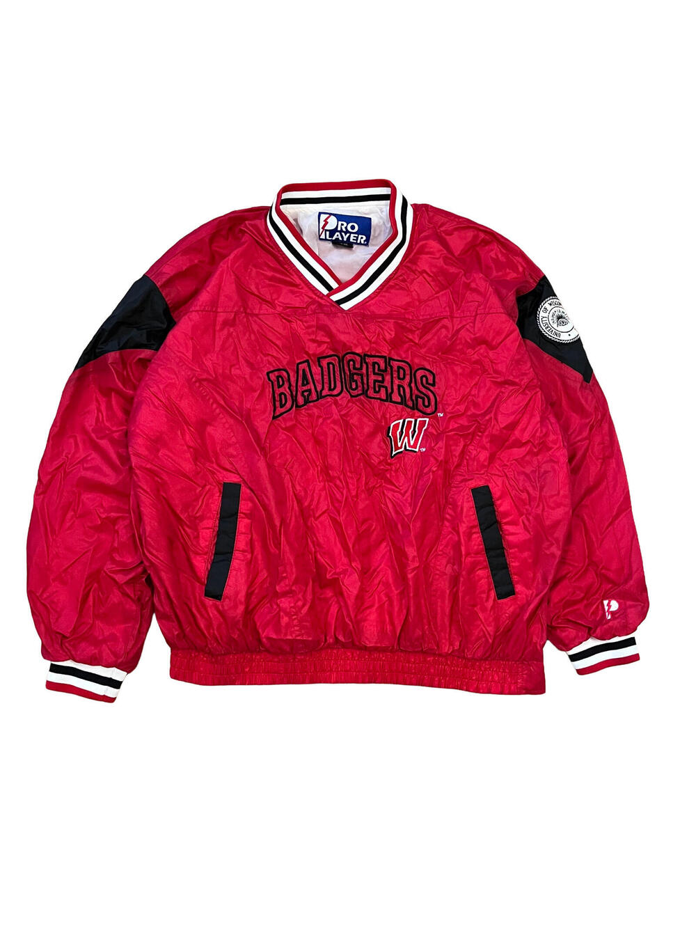 VTG 90s Wisconsin Badgers Pro Player Pullover Windbreaker Jacket Men's Size XXL